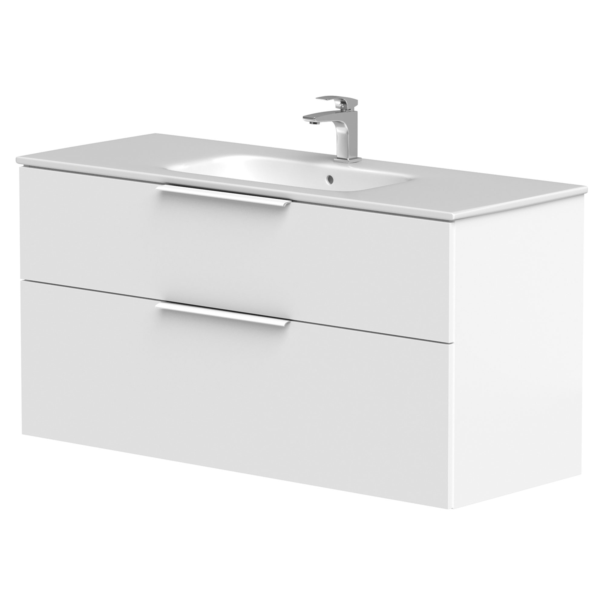 Håndvaskskab Velira Hvid Mat 120 cm med Vask Hvid & Håndtag Hvid