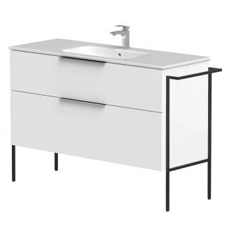 Håndvaskskab <strong>Velira</strong>  Hvid Mat 120 cm med Vask Hvid, Håndtag Krom & Ben