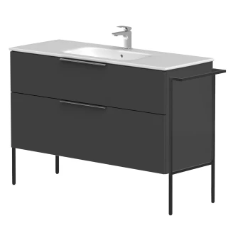 Håndvaskskab <strong>Velira</strong>  Grafit Mat 120 cm med Vask Hvid, Håndtag Krom & Ben