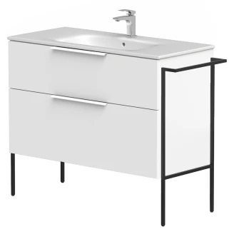Håndvaskskab <strong>Velira</strong>  Hvid Mat 100 cm med Vask Hvid, Håndtag Hvid & Ben