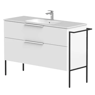 Håndvaskskab <strong>Velira</strong>  Hvid Mat 120 cm med Vask Hvid, Håndtag Hvid & Ben