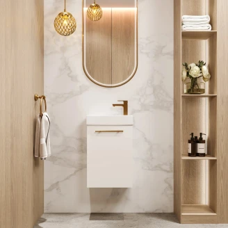 Underskab Elara Hvid Mat 40 cm & Greb Guld med Vask