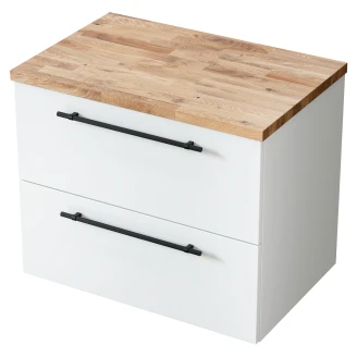 Håndvaskskab <strong>Elara</strong>  Hvid Mat 70 cm & Greb Sort med Top Eg Træ