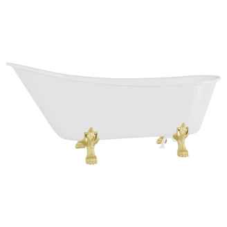 Badekar <strong>Royal Elegance</strong>  Hvid Blank 160 cm med Guld Lejonfødder & Badeafløb