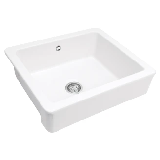 Keramik Køkkenvask <strong>Sabor</strong>  Hvid Blank 62x49 cm med Vandlås Butler