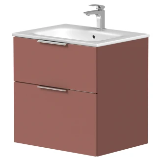Håndvaskskab <strong>Velira</strong>  Antik Rød Mat 60 cm med Vask Hvid & Håndtag Krom