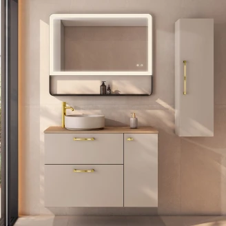 Højskab <strong>Ombra</strong>  Beige med Håndtag Guld