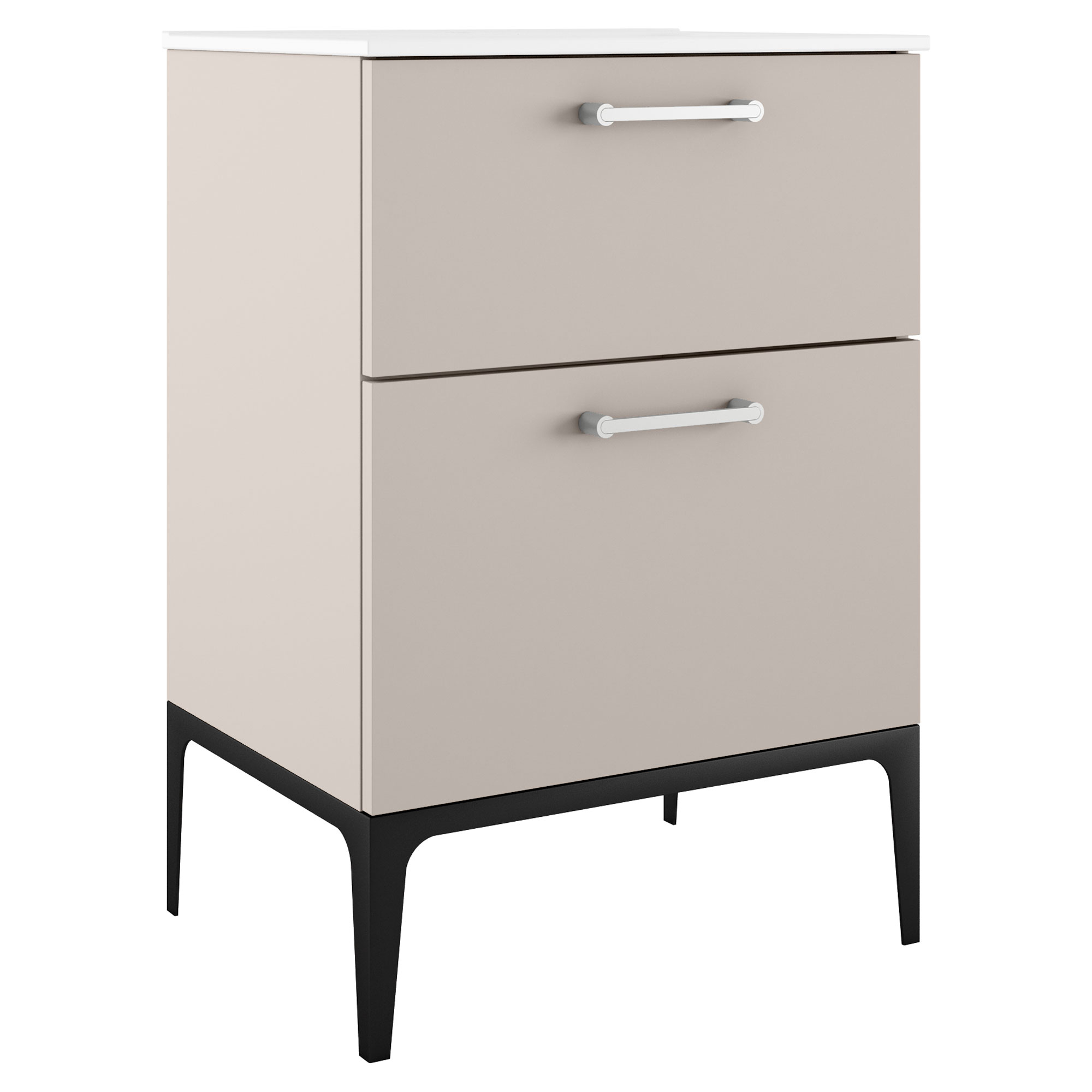 Håndvaskskab Krom Ombra Beige 60 cm med Vask Hvid & Ben