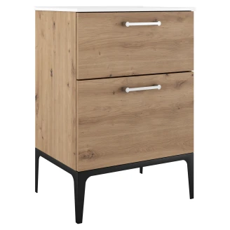 Håndvaskskab Krom <strong>Ombra</strong>  Trælys 60 cm med Vask Hvid & Ben