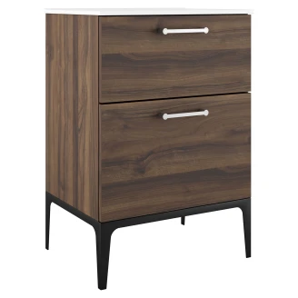 Håndvaskskab Krom <strong>Ombra</strong>  Træ Mørk 60 cm med Vask Hvid & Ben