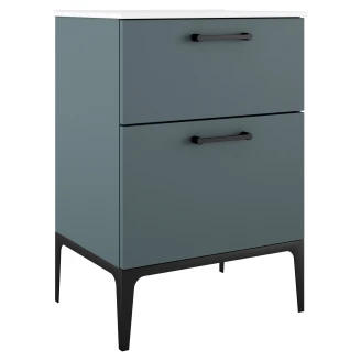 Håndvaskskab Sort <strong>Ombra</strong>  Blå 60 cm med Vask Hvid & Ben