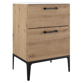 Håndvaskskab Sort <strong>Ombra</strong>  Trælys 60 cm med Vask Hvid & Ben
