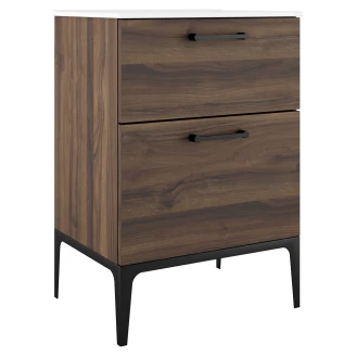 Håndvaskskab Sort <strong>Ombra</strong>  Træ Mørk 60 cm med Vask Hvid & Ben