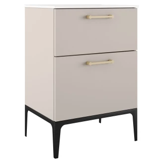 Håndvaskskab Guld <strong>Ombra</strong>  Beige 60 cm med Vask Hvid & Ben