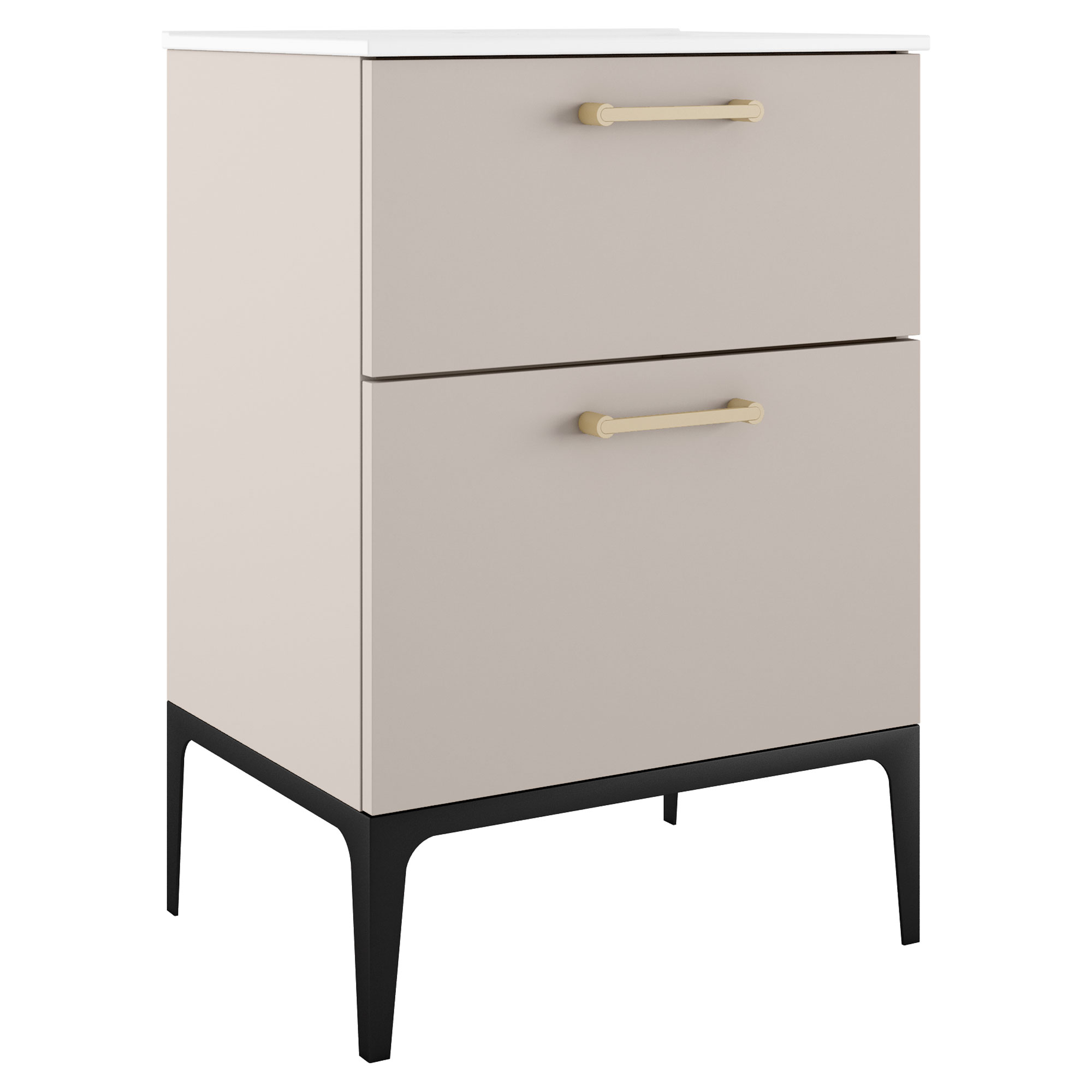 Håndvaskskab Guld Ombra Beige 60 cm med Vask Hvid & Ben
