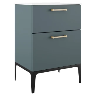 Håndvaskskab Guld <strong>Ombra</strong>  Blå 60 cm med Vask Hvid & Ben