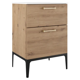 Håndvaskskab Guld <strong>Ombra</strong>  Trælys 60 cm med Vask Hvid & Ben