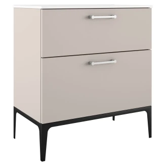 Håndvaskskab Krom <strong>Ombra</strong>  Beige 80 cm med Vask Hvid & Ben