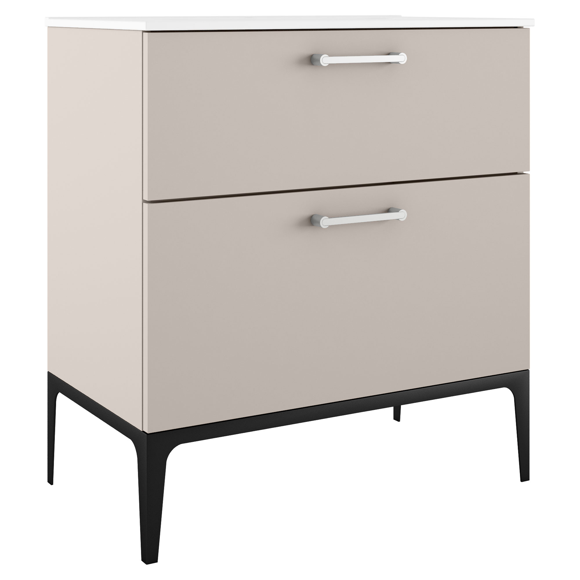 Håndvaskskab Krom Ombra Beige 80 cm med Vask Hvid & Ben