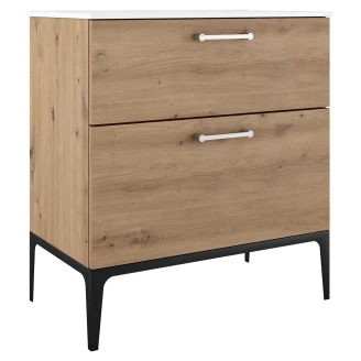 Håndvaskskab Krom <strong>Ombra</strong>  Trælys 80 cm med Vask Hvid & Ben