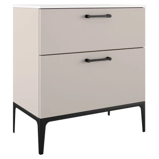 Håndvaskskab Sort <strong>Ombra</strong>  Beige 80 cm med Vask Hvid & Ben