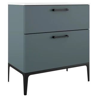 Håndvaskskab Sort <strong>Ombra</strong>  Blå 80 cm med Vask Hvid & Ben