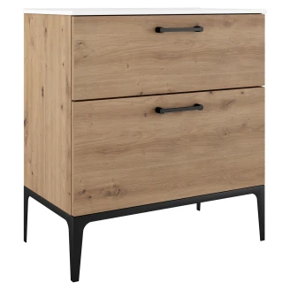 Håndvaskskab Sort <strong>Ombra</strong>  Trælys 80 cm med Vask Hvid & Ben