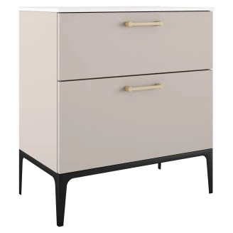 Håndvaskskab Guld <strong>Ombra</strong>  Beige 80 cm med Vask Hvid & Ben