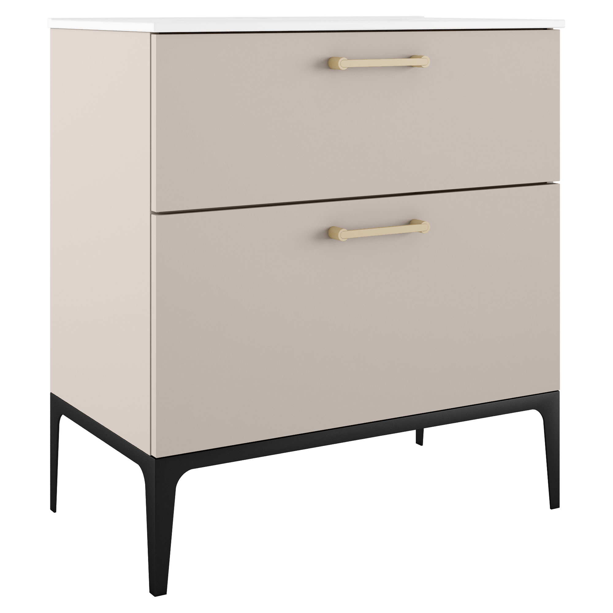 Håndvaskskab Guld Ombra Beige 80 cm med Vask Hvid & Ben