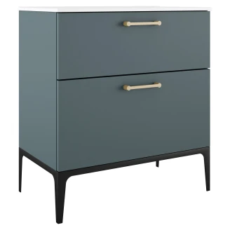 Håndvaskskab Guld <strong>Ombra</strong>  Blå 80 cm med Vask Hvid & Ben