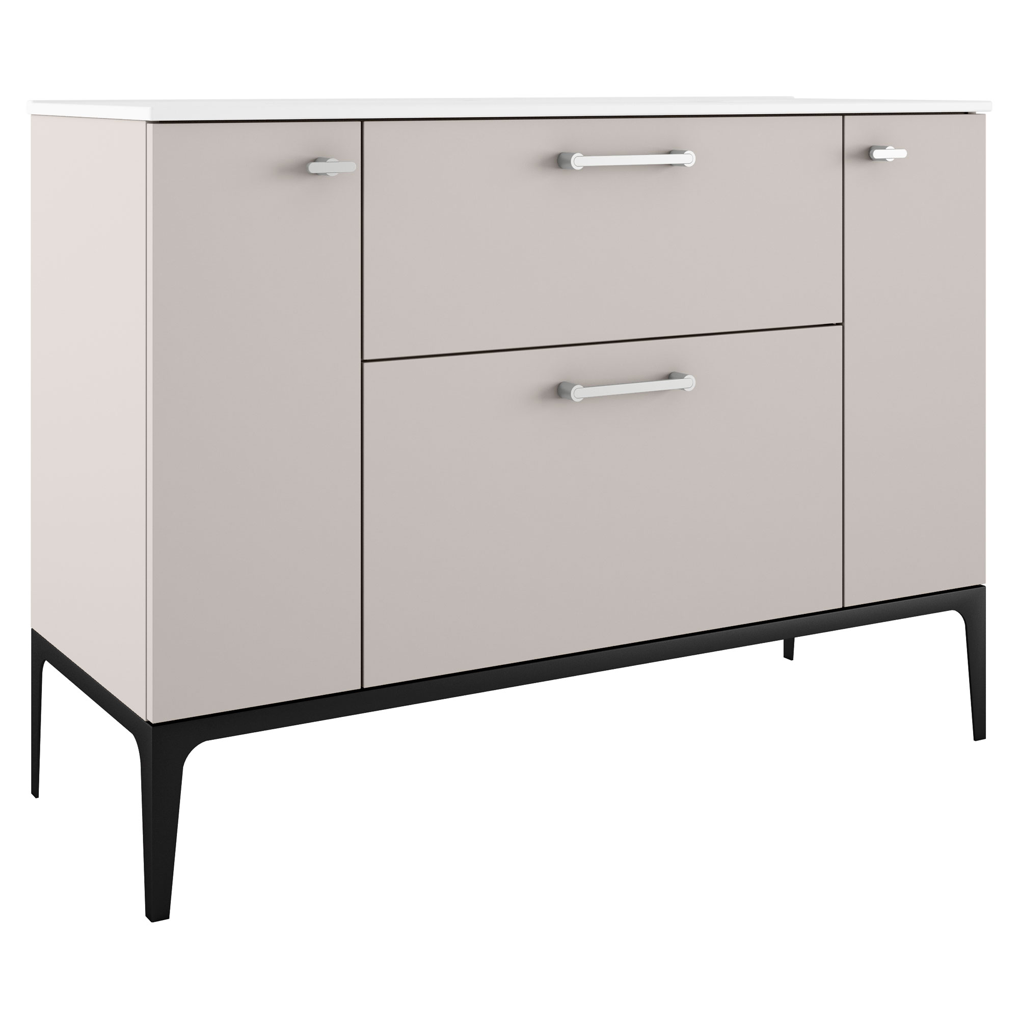 Håndvaskskab Krom Ombra Beige 120 cm med Vask Hvid & Ben