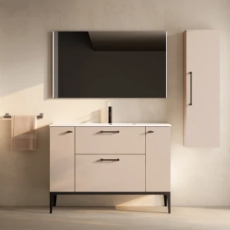 Håndvaskskab Sort <strong>Ombra</strong>  Beige 120 cm med Vask Hvid & Ben