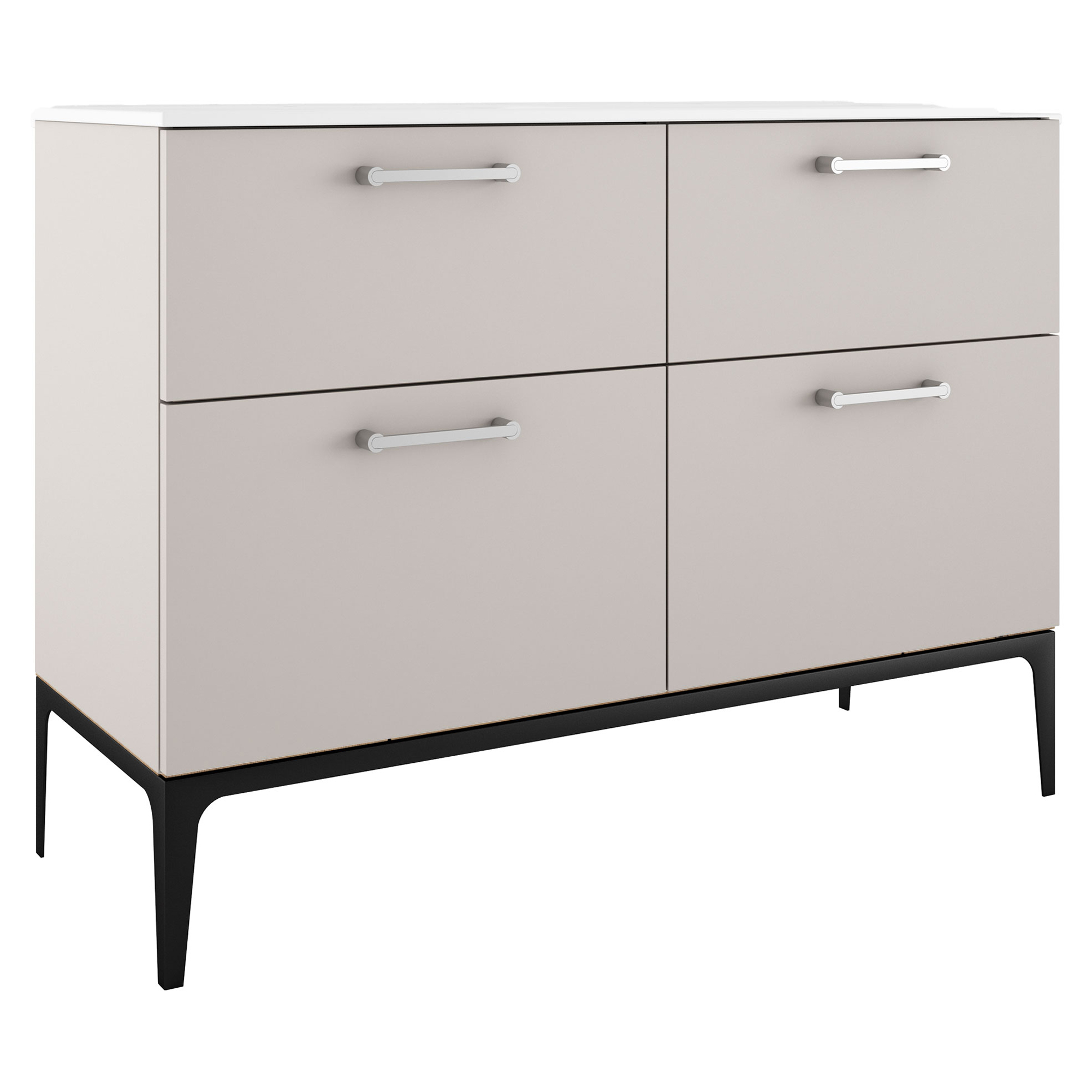Dobbelt Håndvaskskab Krom Ombra Beige 120 cm med Vask Hvid & Ben