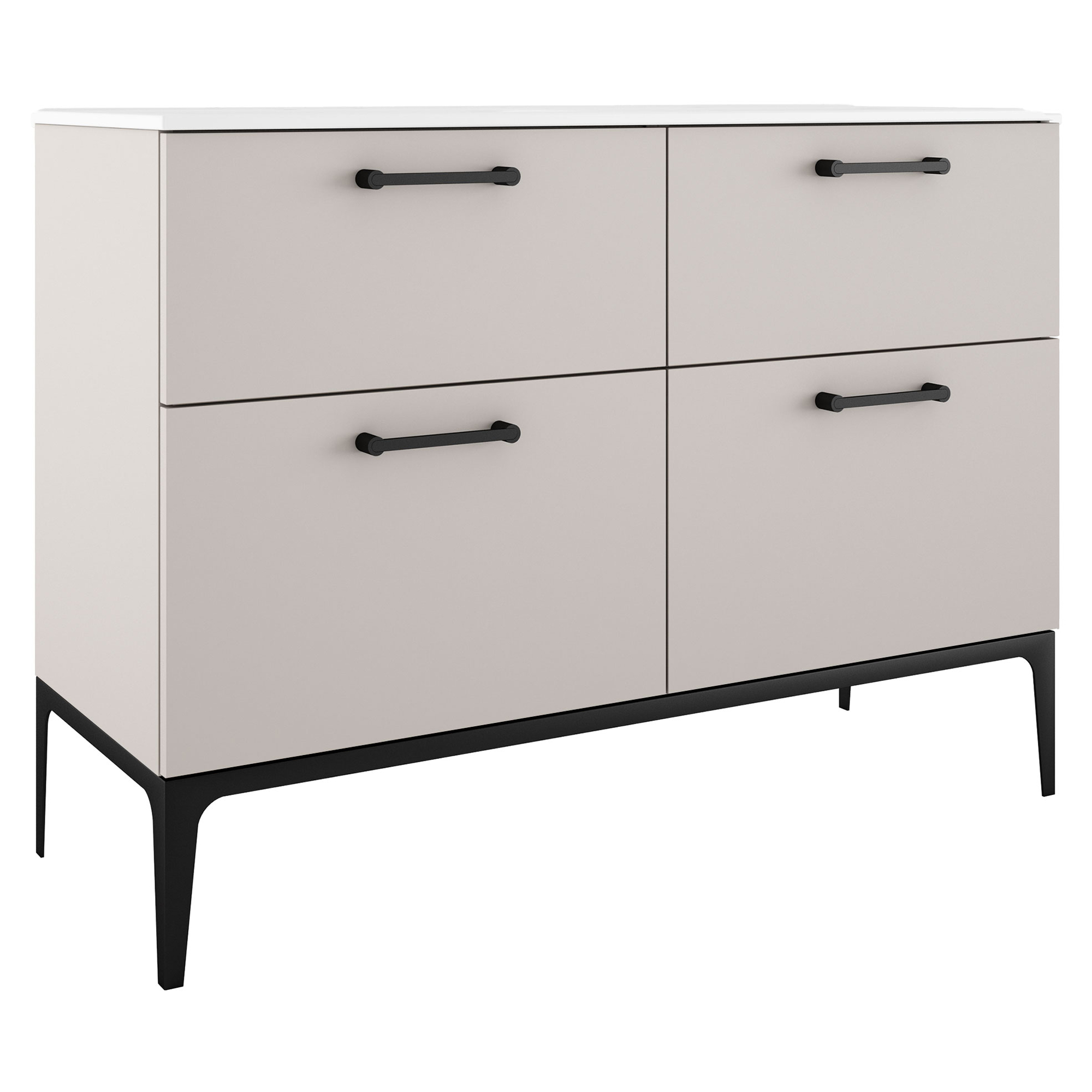 Dobbelt Håndvaskskab Sort Ombra Beige 120 cm med Vask Hvid & Ben