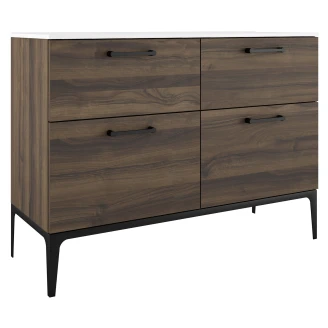 Dobbelt Håndvaskskab Sort <strong>Ombra</strong>  Træ Mørk 120 cm med Vask Hvid & Ben