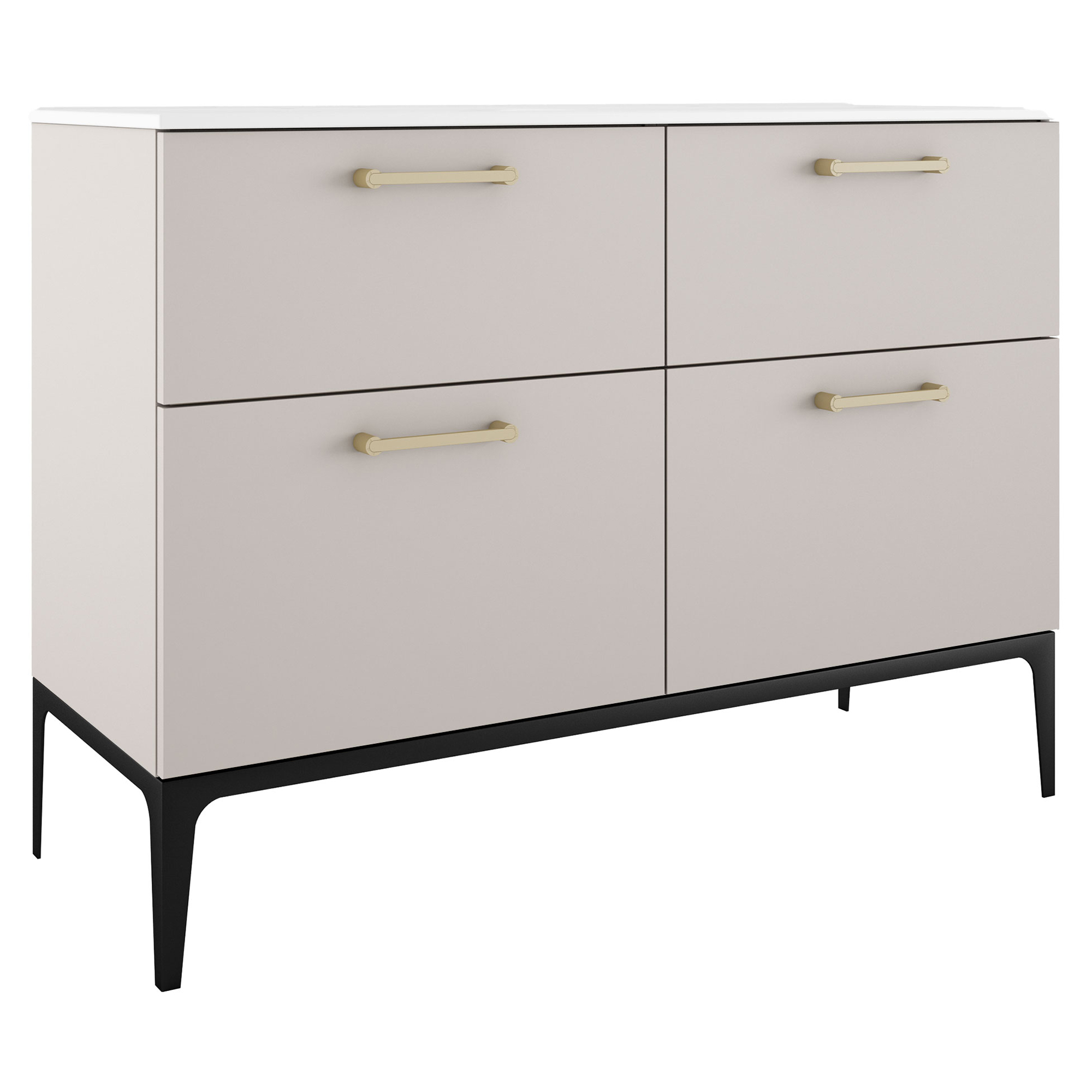 Dobbelt Håndvaskskab Guld Ombra Beige 120 cm med Vask Hvid & Ben