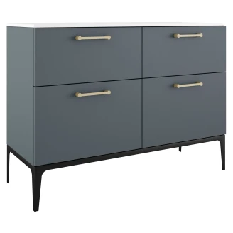 Dobbelt Håndvaskskab Guld <strong>Ombra</strong>  Blå 120 cm med Vask Hvid & Ben