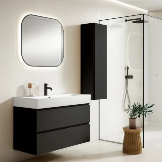 Håndvaskskab <strong>Luna</strong>  Sort Mat 120 cm med Butler Vask Hvid Blank