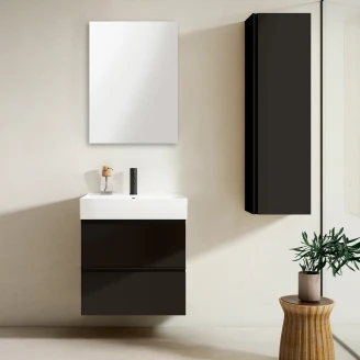 Håndvaskskab <strong>Luna</strong>  Sort Mat 60 cm med Butler Vask Hvid Blank
