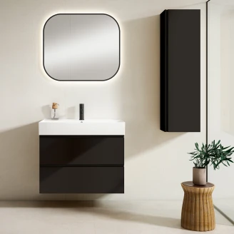 Håndvaskskab <strong>Luna</strong>  Sort Mat 80 cm med Butler Vask Hvid Blank