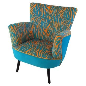 Werner Voss Lænestol <strong>Zebra</strong>  Blå, Orange Fløjl