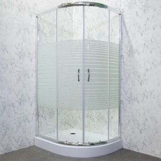 Brusehjørne med Brusebakke <strong>Evo</strong>  100x80 cm Oval Krom Blank Venstre