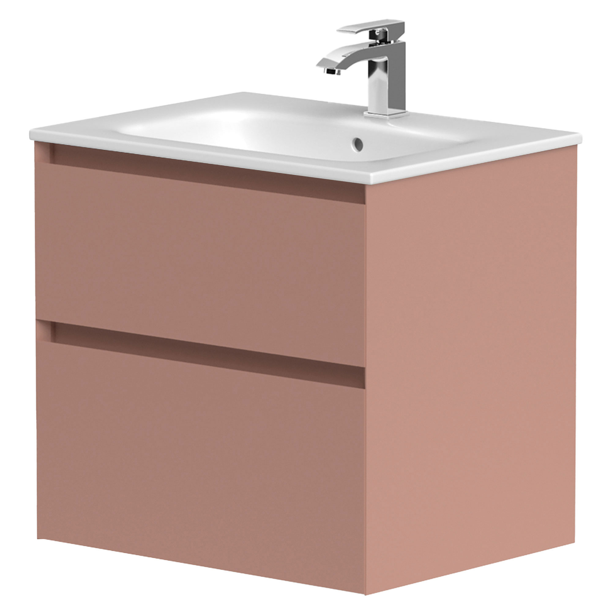 Håndvaskskab Skift Rosa Mat 60 cm med Vask Hvid