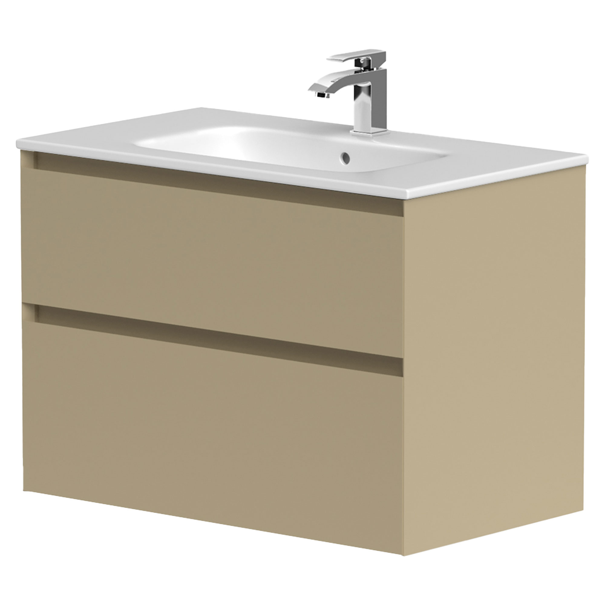 Håndvaskskab Skift Beige Mat 80 cm med Vask Hvid