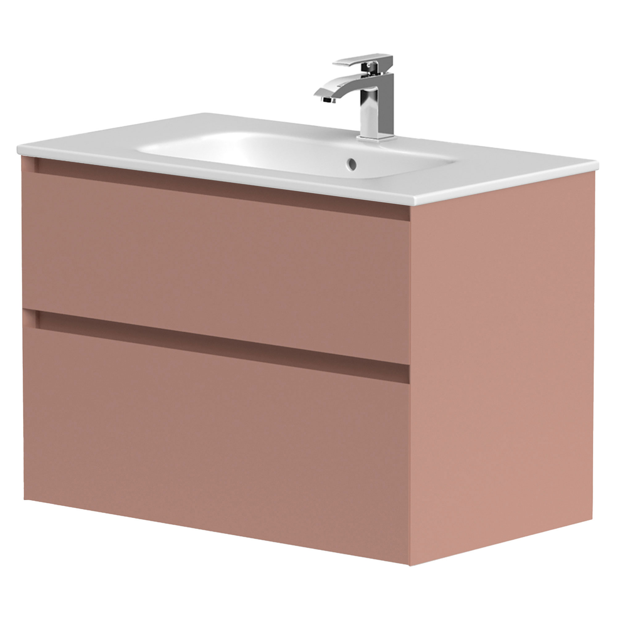 Håndvaskskab Skift Rosa Mat 80 cm med Vask Hvid