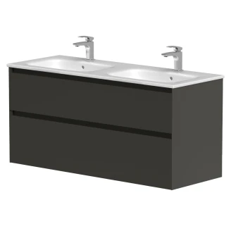 Dobbelt Håndvaskskab <strong>Skift</strong>  Mørkegrå Mat 120 cm med Vask Hvid