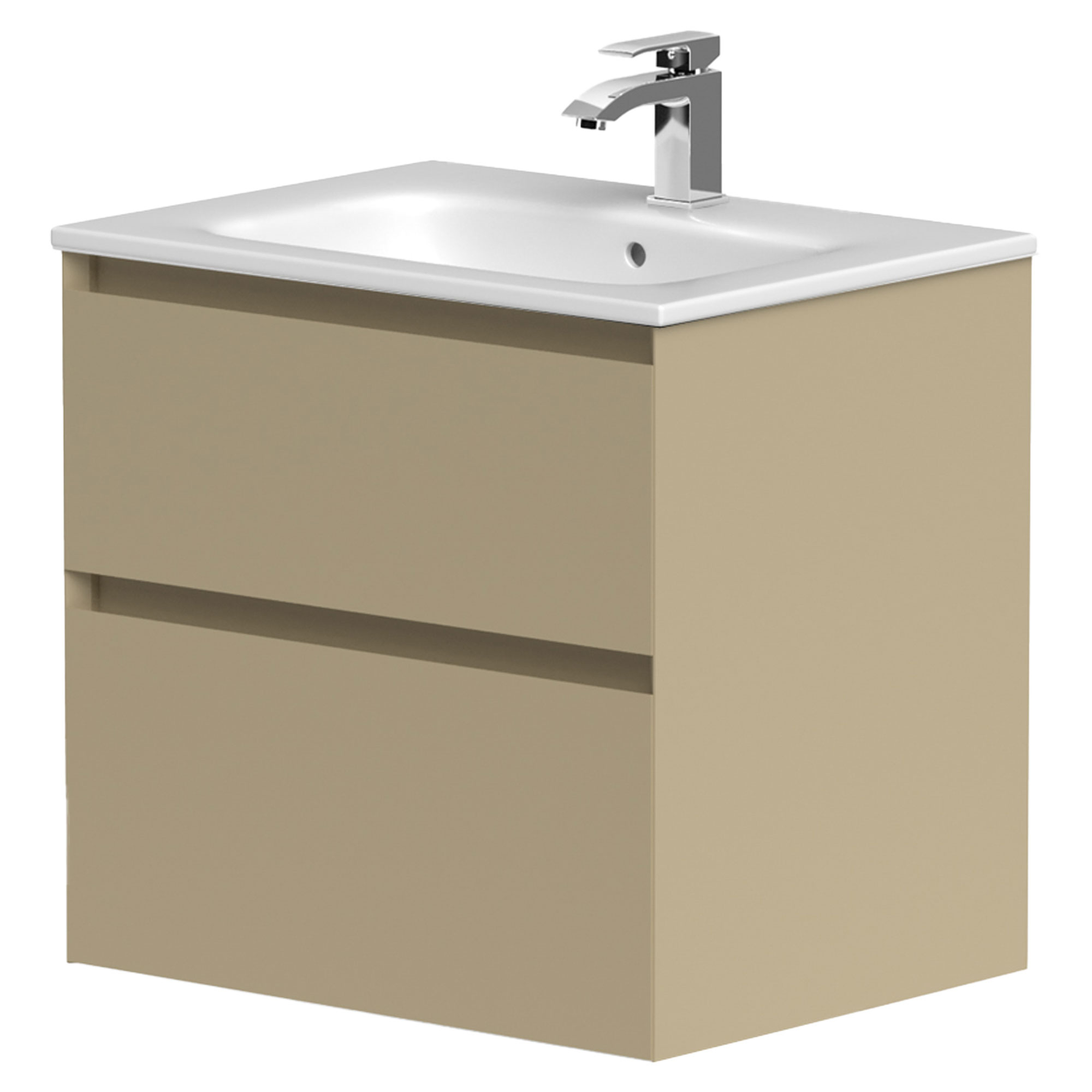 Håndvaskskab Skift Beige Mat 60 cm med Vask Hvid
