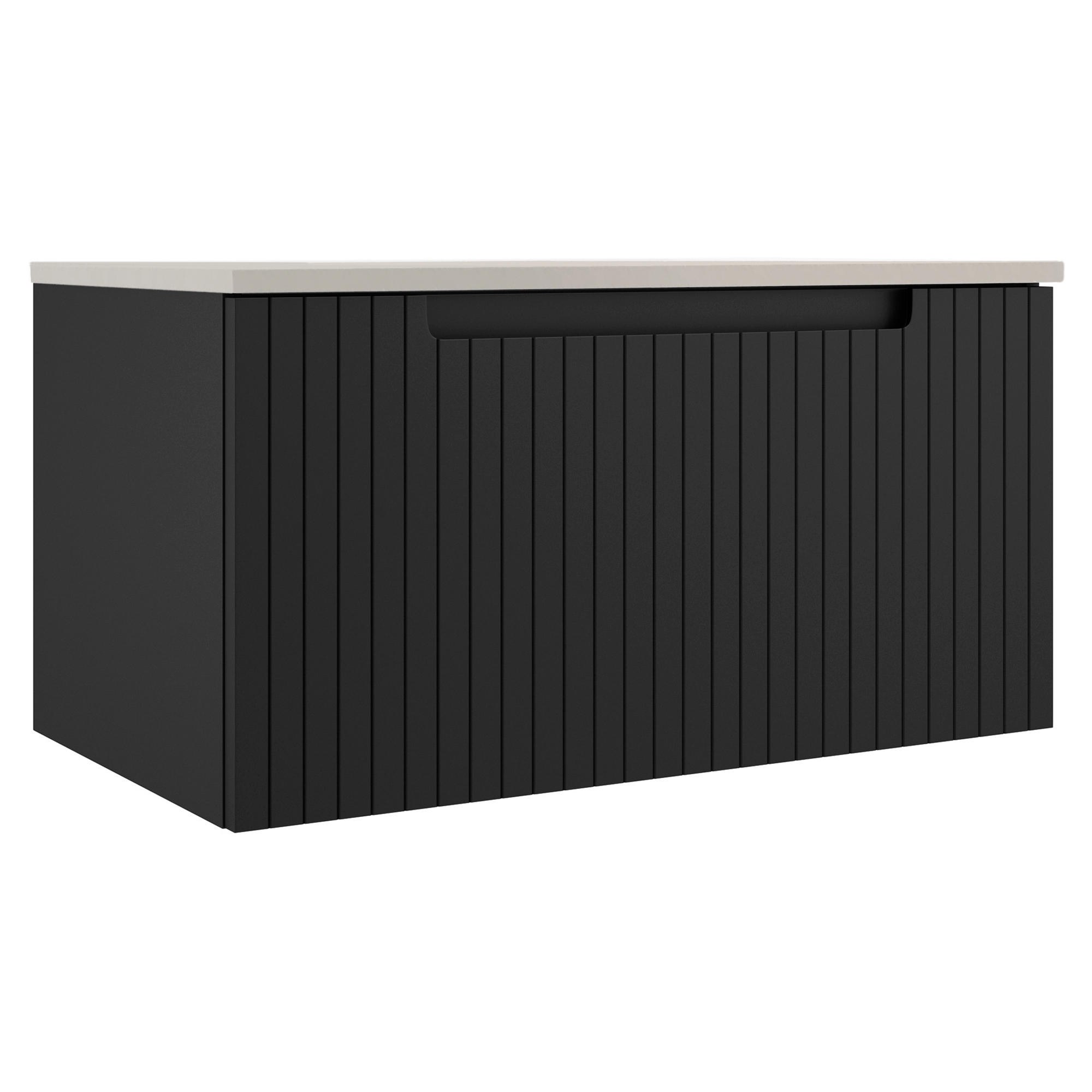 Håndvaskskab Ribb Sort Mat 80 cm med Beige Bordplade
