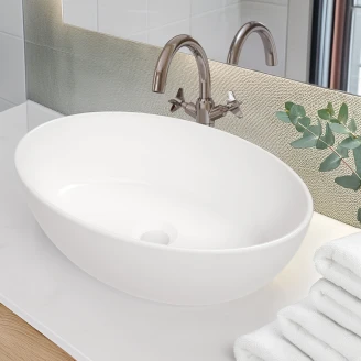 Håndvask Oval Hvid Blank 46 cm