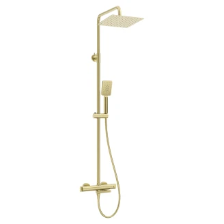 Brusesæt med Badekararmatur <strong>Therm</strong>  Børstet Guld Mat med Termostat
